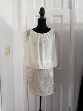 Aidan by Aidan Mattox Cream Satin Dress Top